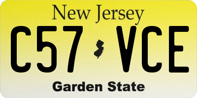 NJ license plate C57VCE
