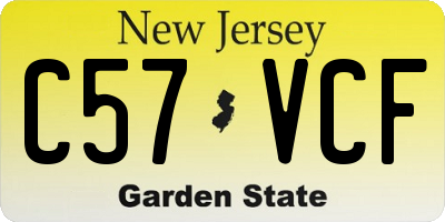 NJ license plate C57VCF