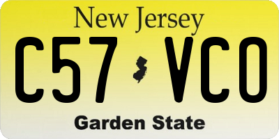 NJ license plate C57VCO