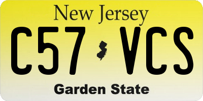 NJ license plate C57VCS