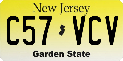 NJ license plate C57VCV