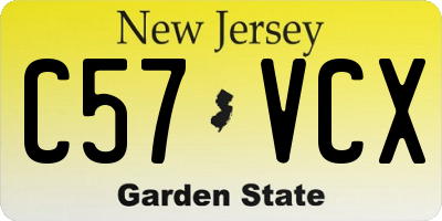 NJ license plate C57VCX