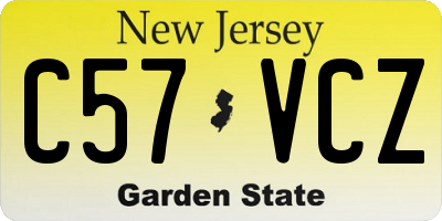NJ license plate C57VCZ