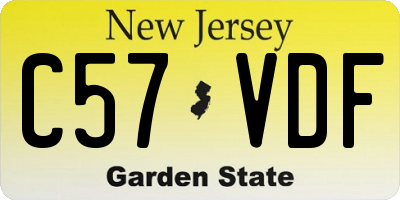 NJ license plate C57VDF