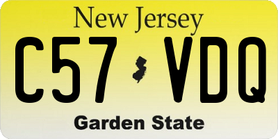 NJ license plate C57VDQ