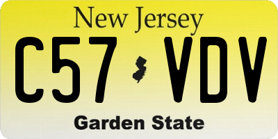 NJ license plate C57VDV