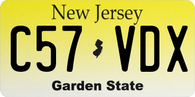 NJ license plate C57VDX