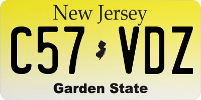 NJ license plate C57VDZ
