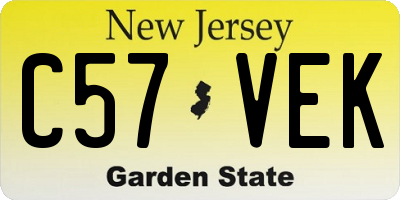 NJ license plate C57VEK