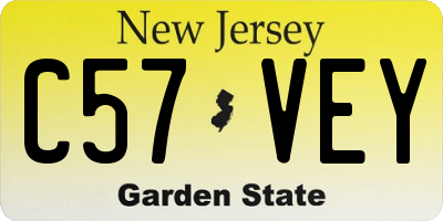 NJ license plate C57VEY