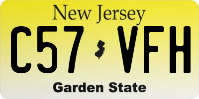 NJ license plate C57VFH