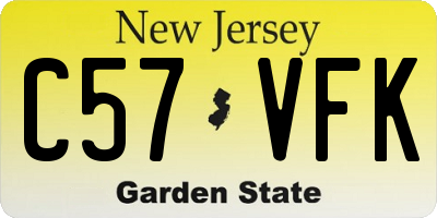 NJ license plate C57VFK