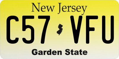 NJ license plate C57VFU