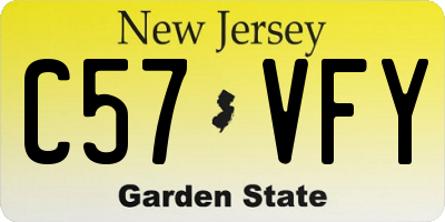 NJ license plate C57VFY