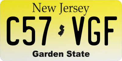 NJ license plate C57VGF
