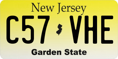 NJ license plate C57VHE
