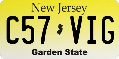 NJ license plate C57VIG