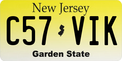 NJ license plate C57VIK