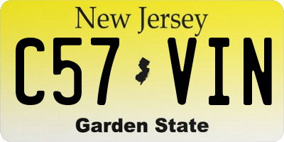 NJ license plate C57VIN