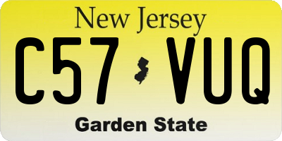 NJ license plate C57VUQ