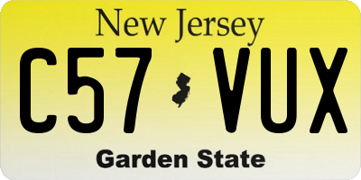 NJ license plate C57VUX
