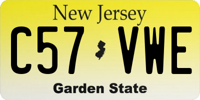 NJ license plate C57VWE