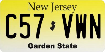 NJ license plate C57VWN