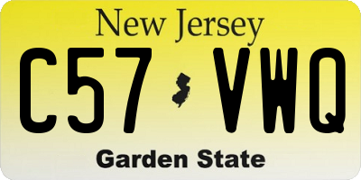 NJ license plate C57VWQ