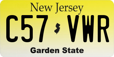 NJ license plate C57VWR