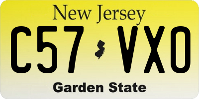 NJ license plate C57VXO