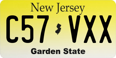 NJ license plate C57VXX