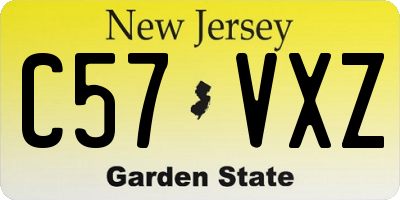 NJ license plate C57VXZ