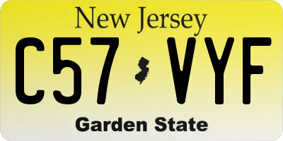 NJ license plate C57VYF