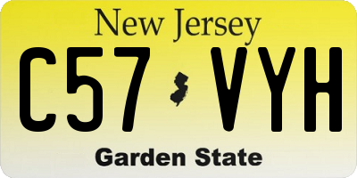 NJ license plate C57VYH
