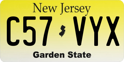 NJ license plate C57VYX