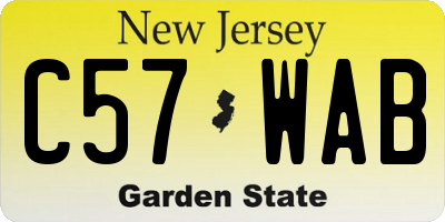 NJ license plate C57WAB