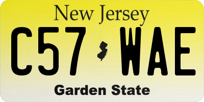 NJ license plate C57WAE