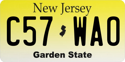 NJ license plate C57WAO