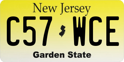 NJ license plate C57WCE