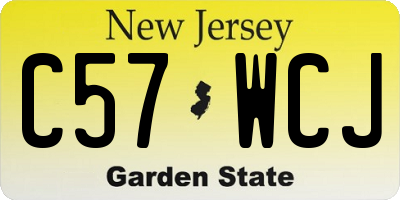 NJ license plate C57WCJ