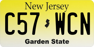 NJ license plate C57WCN