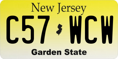 NJ license plate C57WCW