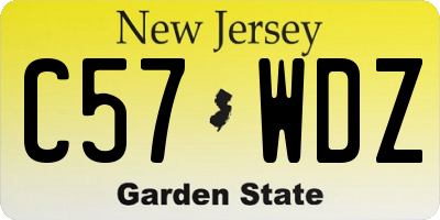 NJ license plate C57WDZ