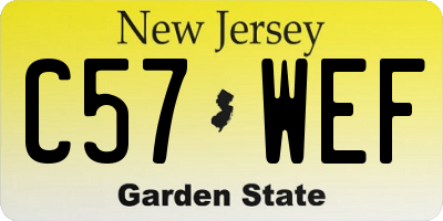 NJ license plate C57WEF