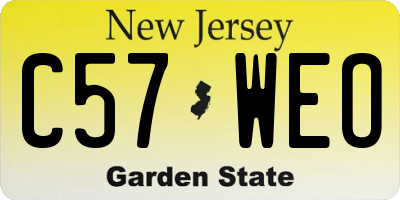 NJ license plate C57WEO