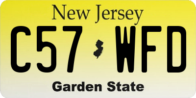 NJ license plate C57WFD