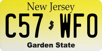 NJ license plate C57WFO