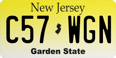 NJ license plate C57WGN