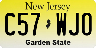NJ license plate C57WJO