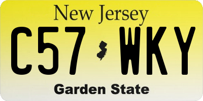 NJ license plate C57WKY